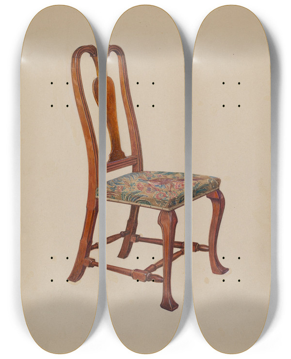 Triptych art skateboard deck of Harry Eisman Side Chair_1 by Harry Eisman