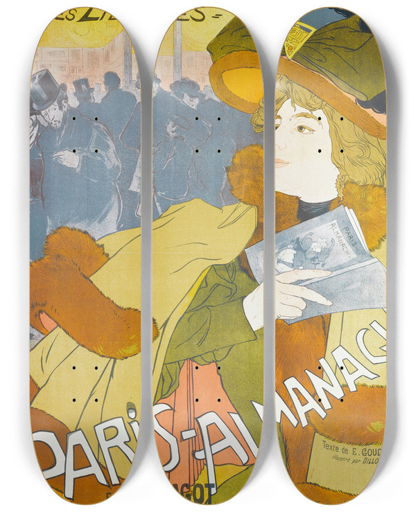 Triptych art skateboard deck of Georges De Feure En Vente Chez Tous Les Libraires by Georges de Feure (1868-1943)