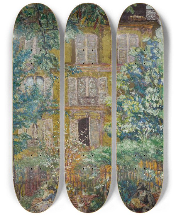 Triptych art skateboard deck of Douard Vuillard Le Square by douard Vuillard (1868-1940)