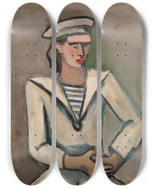 Triptych art skateboard deck of Helmut Kolle Matelot by Helmut Kolle (1899-1931)