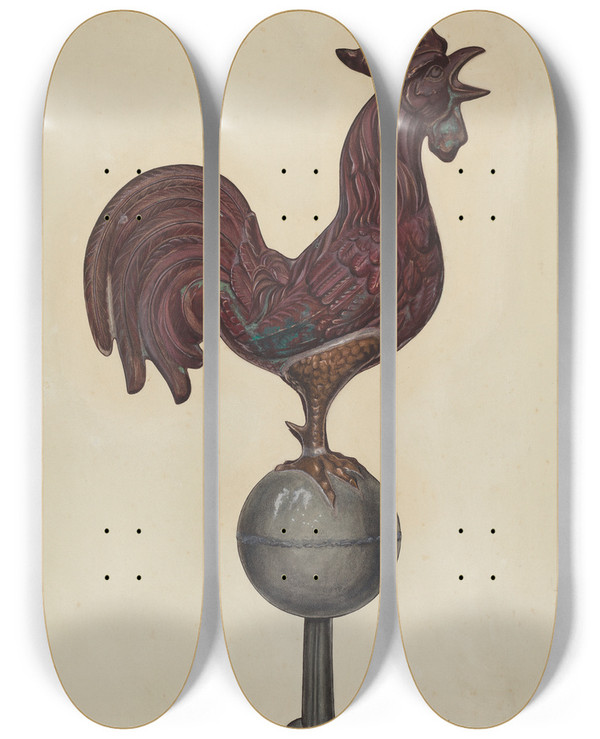 Triptych art skateboard deck of Beverly Chichester Weather Vane_1 by Beverly Chichester (20-)