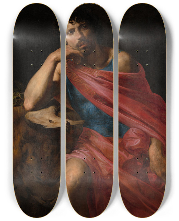 Triptych art skateboard deck of Valentin De Boulogne Samson by Valentin De Boulogne (1594-1632)