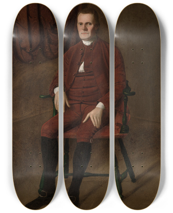 Triptych art skateboard deck of Ralph Earl Roger Sherman by Ralph Earl (1751-1801)
