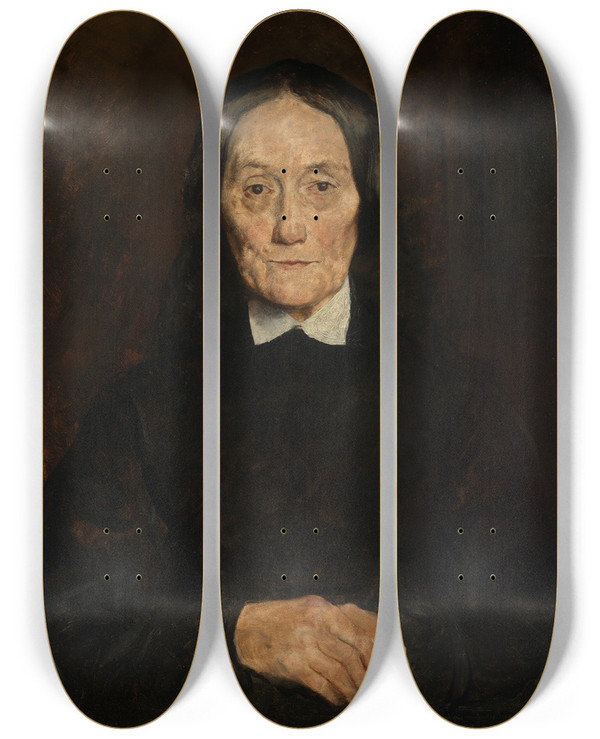 Triptych art skateboard deck of Hans Thoma Portrait Of Mrs Scholderer by Hans Thoma (1839-1924)