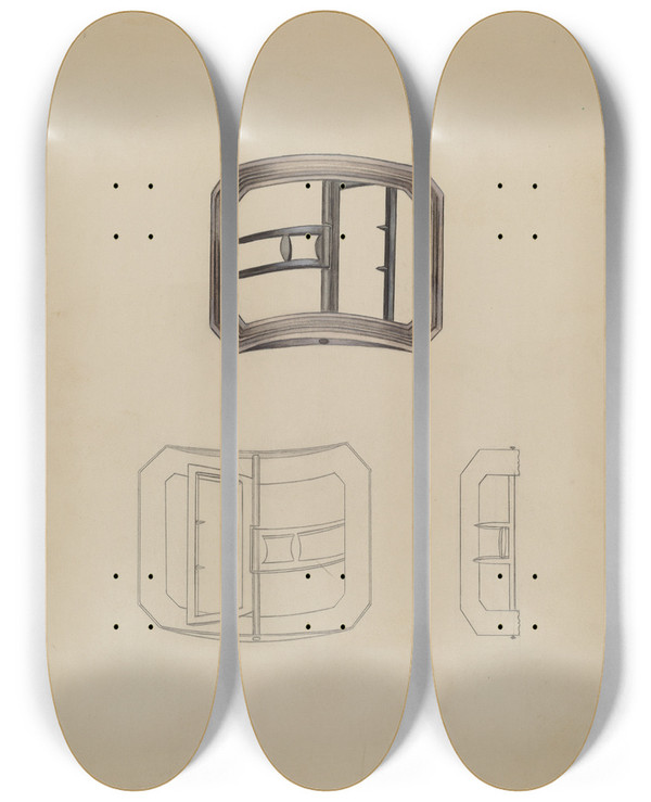 Triptych art skateboard deck of John Dieterich Buckles by John Dieterich