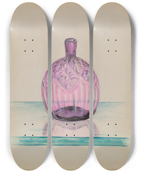 Triptych art skateboard deck of S Brodsky Bottle by S Brodsky