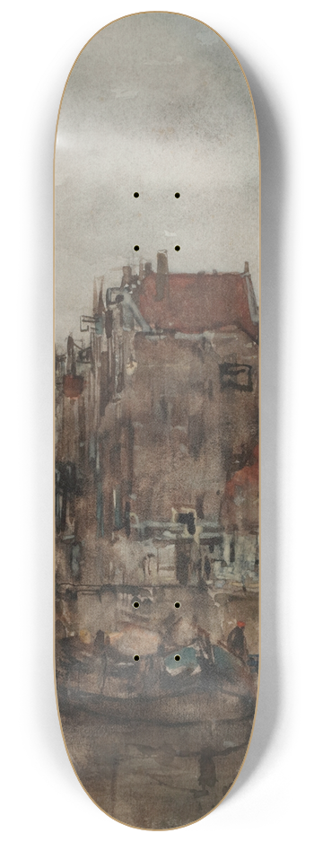 Jacob Maris - A view of the harbour in Dordrecht 8.25 inch art skate deck