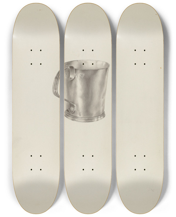 Triptych art skateboard deck of Palmyra Pimentel Silver Mug_2 by Palmyra Pimentel