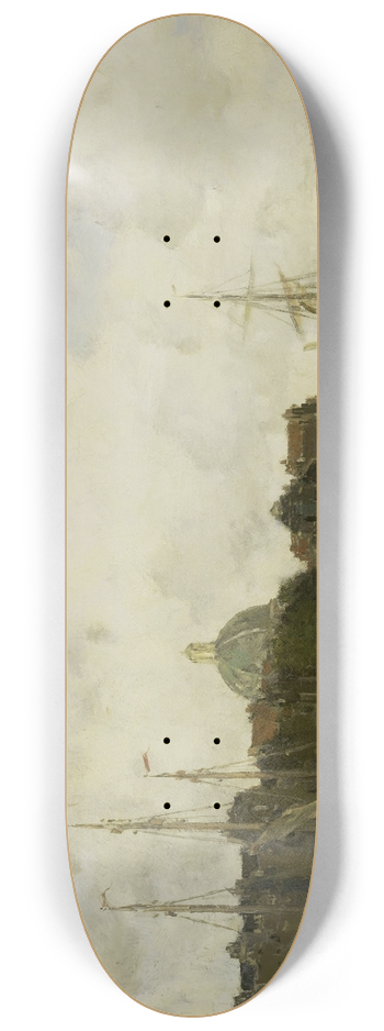 Jacob Maris - Townscape with a Domed Church 8.25 inch art skate deck