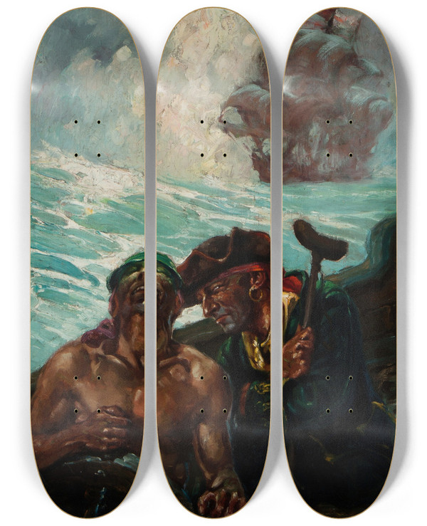 Triptych art skateboard deck of Henry Cruse Murphy Conspiracy by Henry Cruse Murphy (1886-1931)