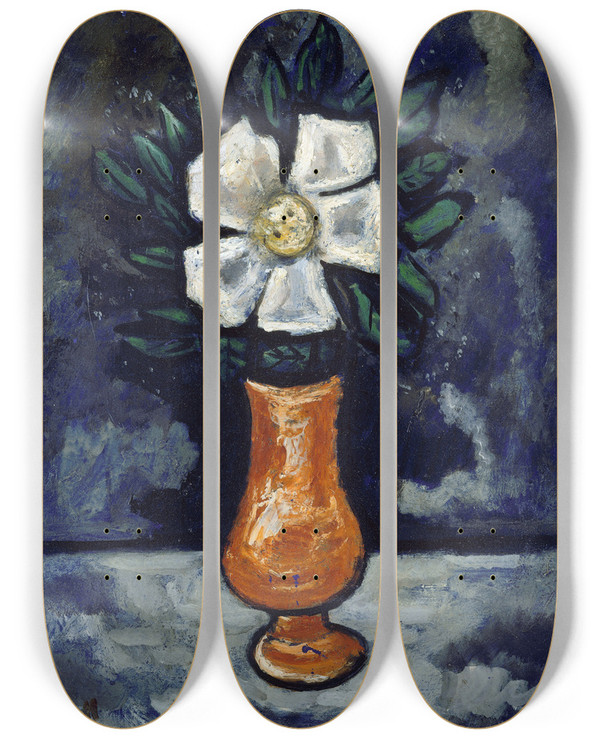 Triptych art skateboard deck of Marsden Hartley White Flower by Marsden Hartley (1877-1943)