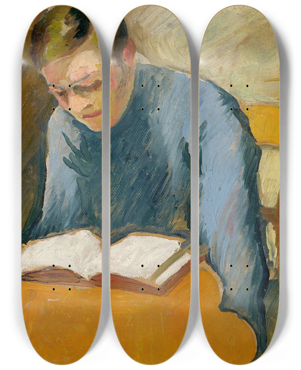 Triptych art skateboard deck of August Macke Portrt Helmuth Macke by August Macke (1887-1914)