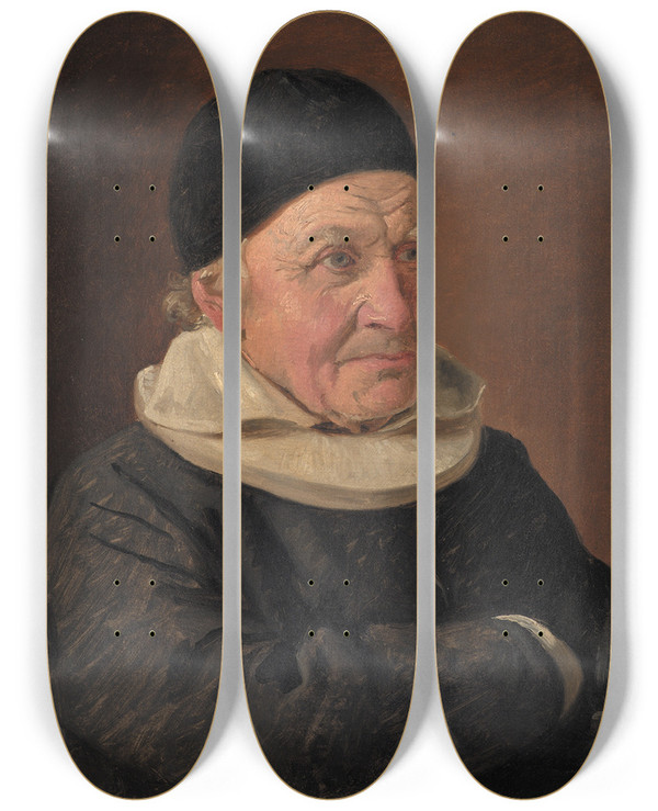 Triptych art skateboard deck of Constantin Hansen Pastor Jens Bindesbll by Constantin Hansen (1804-1880)