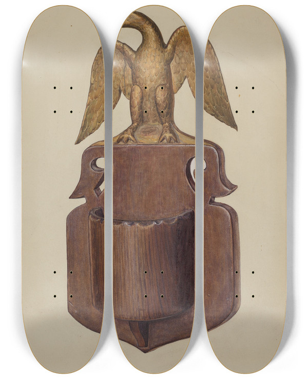 Triptych art skateboard deck of Howell Rosenbaum Match Case For Wall by Howell Rosenbaum