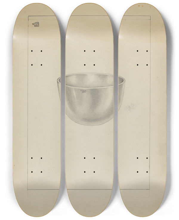 Triptych art skateboard deck of Michael Fenga Silver Bowl_1 by Michael Fenga (20-)
