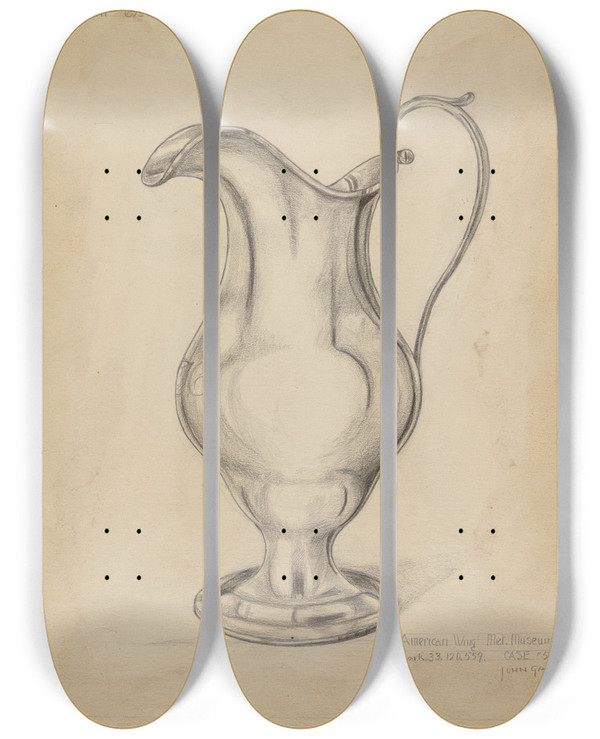 Triptych art skateboard deck of John Garay Silver Pitcher_1 by John Garay