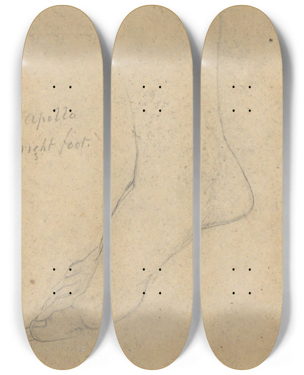 Triptych art skateboard deck of Samuel Finley Breese Morse Study For The Judgment Of Jupiter Apollo Rightfoot by Samuel Finley Breese Morse (1791-1872)