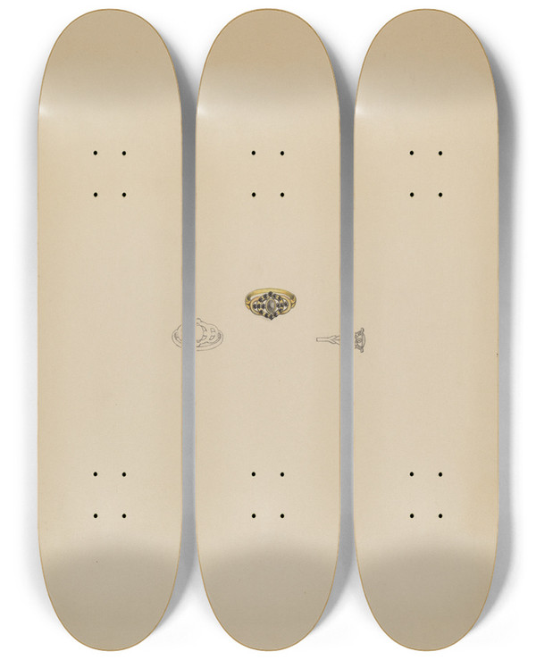 Triptych art skateboard deck of Michael Fenga Memorial Ring_1 by Michael Fenga (20-)