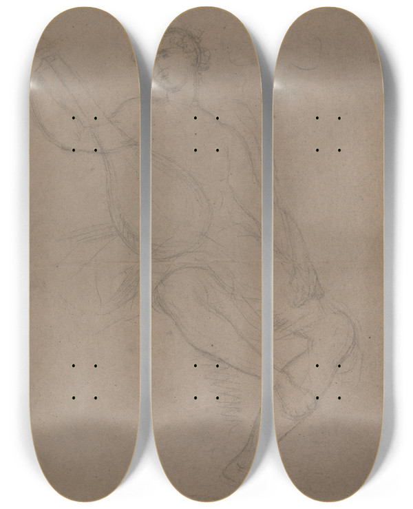 Triptych art skateboard deck of William Hogarth Hymen by William Hogarth (1697-1764)