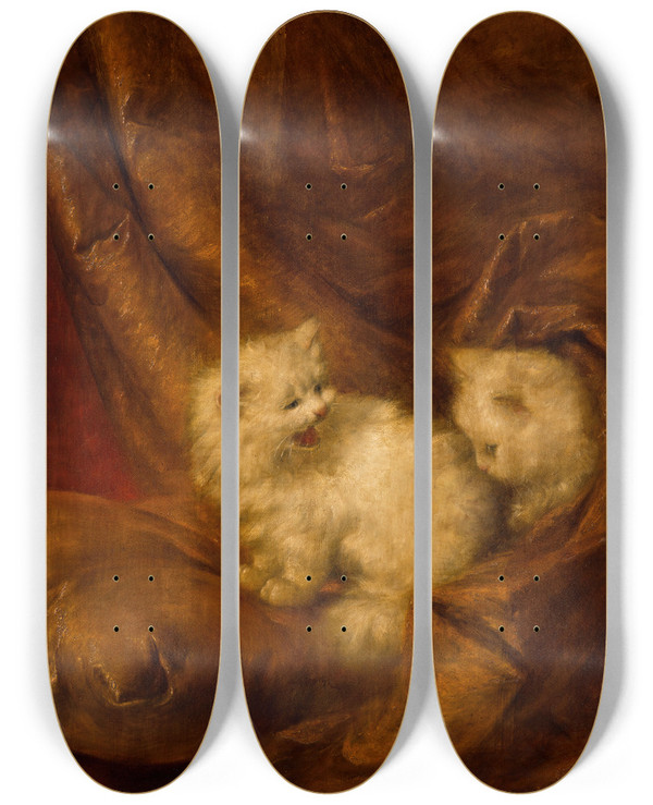 Triptych art skateboard deck of Carl Kahler Study For My Wifes Lovers by Carl Kahler (1855-1906)