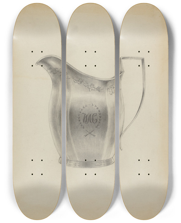 Triptych art skateboard deck of Michael Fenga Silver Pitcher_1 by Michael Fenga (20-)