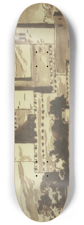 Jacob van der Ulft - Italienisches Kastell am Wasser 8.25 inch art skate deck