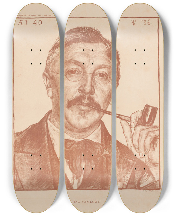 Triptych art skateboard deck of Jan Veth Jac Van Looy by Jan Veth (1864-1925)