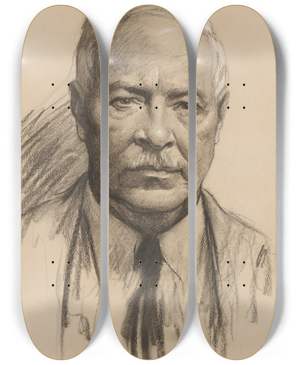 Triptych art skateboard deck of Samuel Johnson Woolf Childe Hassam by Samuel Johnson Woolf (1880-1948)