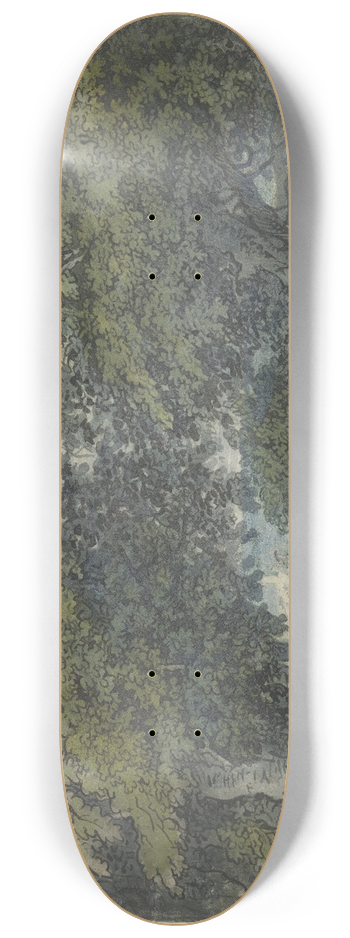 Jacob van Liender - Waldlandschaft, ein Mann jagt einen weien Hirschen, bei ihm sitzt eine Frau 8.25 inch art skate deck