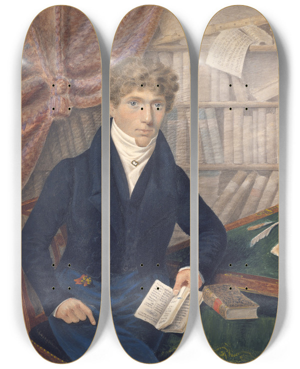 Triptych art skateboard deck of Edward Heaton Rev George Heaton Ma by Edward Heaton (1824)