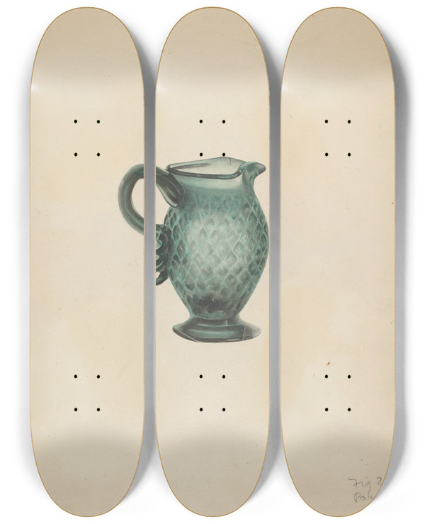 Triptych art skateboard deck of John Dana Cream Pitcher_1 by John Dana (1935)