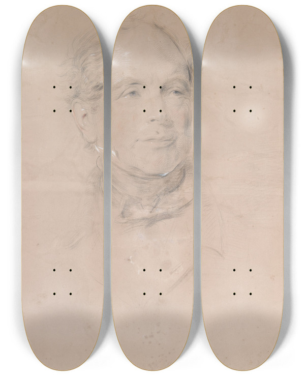 Triptych art skateboard deck of George Richmond Thomas Moore 17791852 Poet by George Richmond (1809-1896)