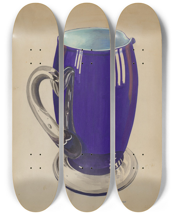 Triptych art skateboard deck of Robert Stewart Cobalt Pitcher by Robert Stewart (20-)