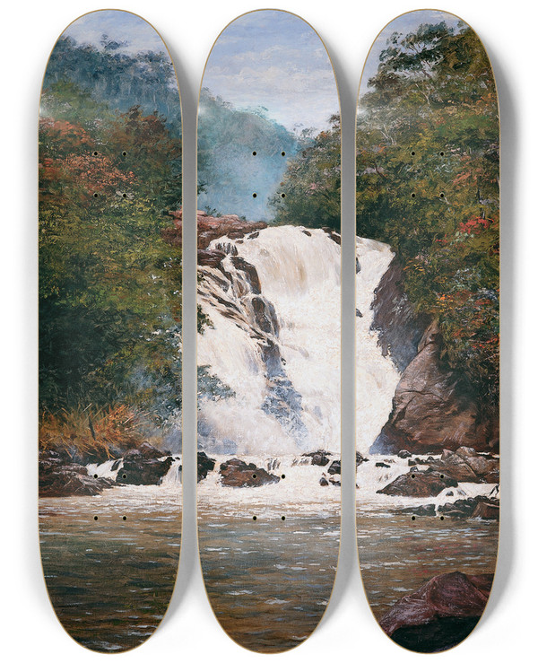 Triptych art skateboard deck of Almeida Jnior Votorantim Waterfall by Almeida Junior (1850-1899)