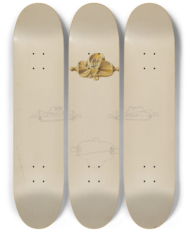 Triptych art skateboard deck of Isidore Steinberg Brooch_3 by Isidore Steinberg (20-)