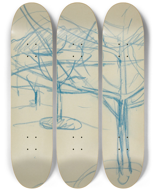 Triptych art skateboard deck of Edvard Munch Untitled 19 by Edvard Munch (1863-1944)
