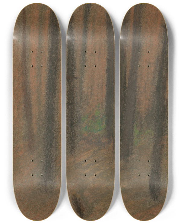 Triptych art skateboard deck of Ladislav Mednynszky Forest by Ladislav Mednyanszky (1852-1919)