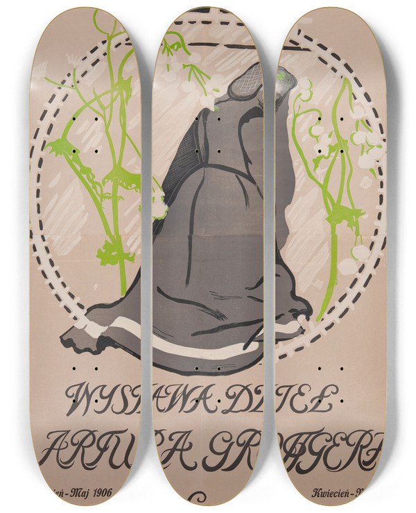 Triptych art skateboard deck of Jsuchara Wystawa Dzie Artura Grottgera by J Suchara (18-19-)