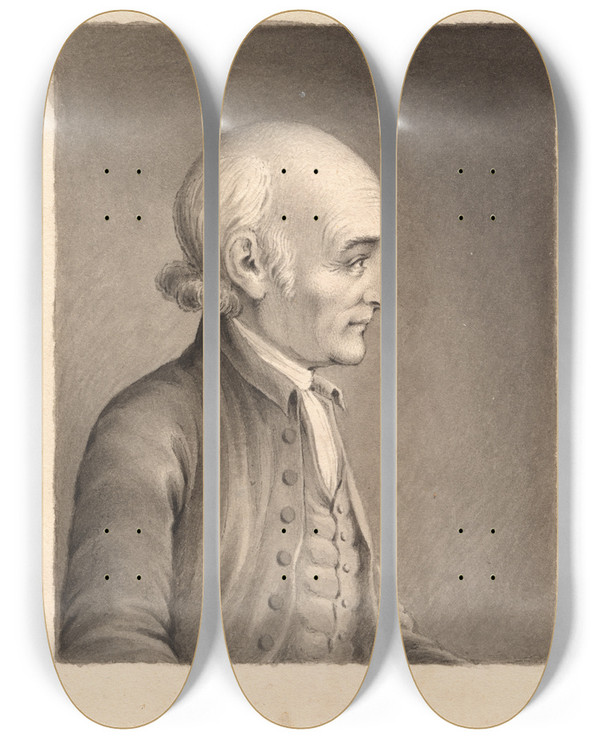 Triptych art skateboard deck of James Barton Longacre George Wythe by James Barton Longacre (1794-1869)