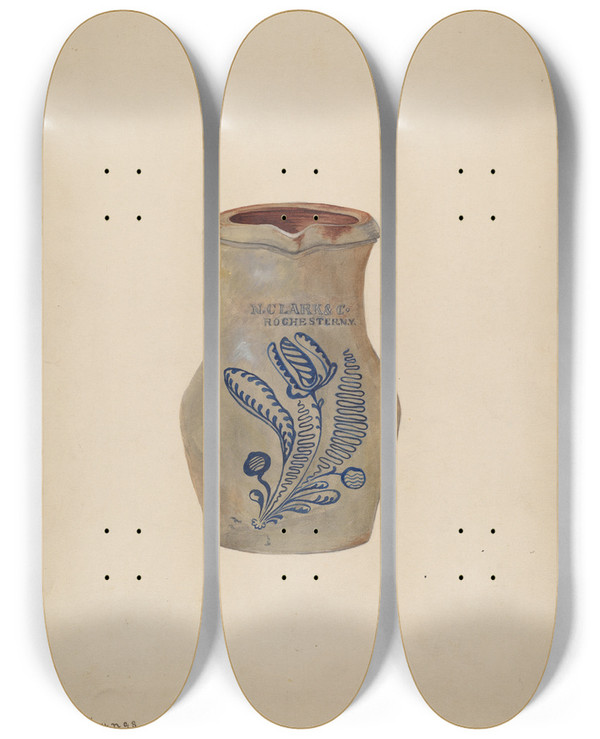Triptych art skateboard deck of Jessie M Youngs Water Pitcher_4 by Jessie M Youngs