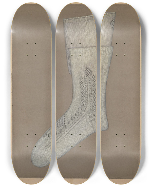Triptych art skateboard deck of Sylvia De Zon Stockings_2 by Sylvia De Zon