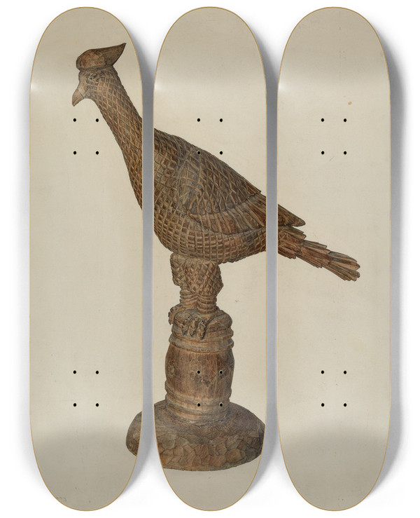 Triptych art skateboard deck of Hester Duany Pa German Eaglet by Hester Duany (1891-1964)