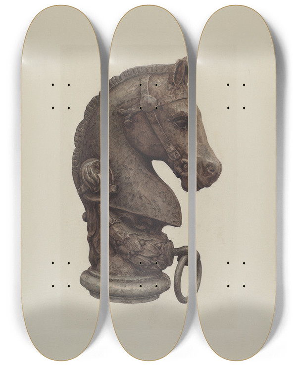Triptych art skateboard deck of American 20Th Century Hitching Post_1 by American 20Th Century