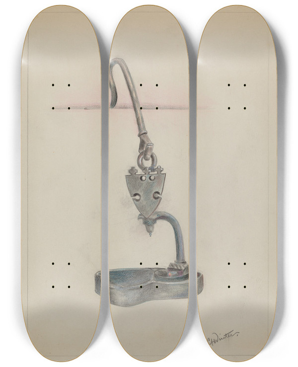 Triptych art skateboard deck of Charlotte Winter Lamp_5 by Charlotte Winter (20-)