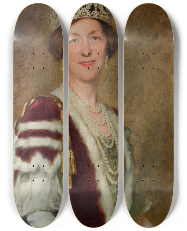 Triptych art skateboard deck of Marcel Baschet Portrait De Lady Decies by Marcel Baschet (1862-1941)