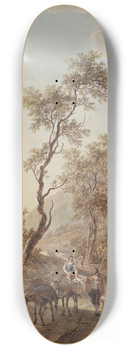 Jacob van Strij - Italianate Landscape with Shepherd and Shepherdess on a Path 8.25 inch art skate deck
