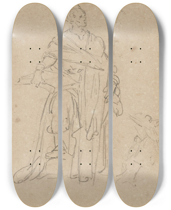 Triptych art skateboard deck of Prosper Lafaye Saint by Prosper Lafaye (1806-1883)