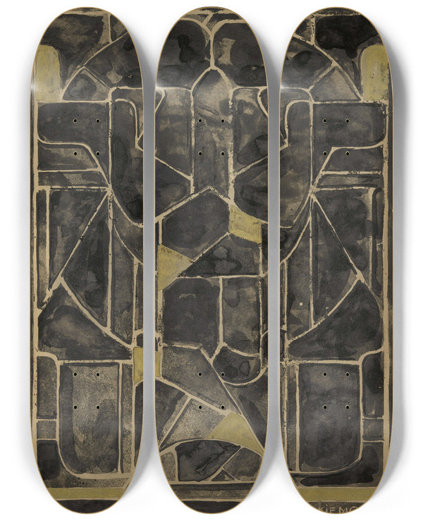 Triptych art skateboard deck of Richard Nicolas Roland Holst Kiemcel Ii by Richard Nicolaus Roland Holst (1868-1938)