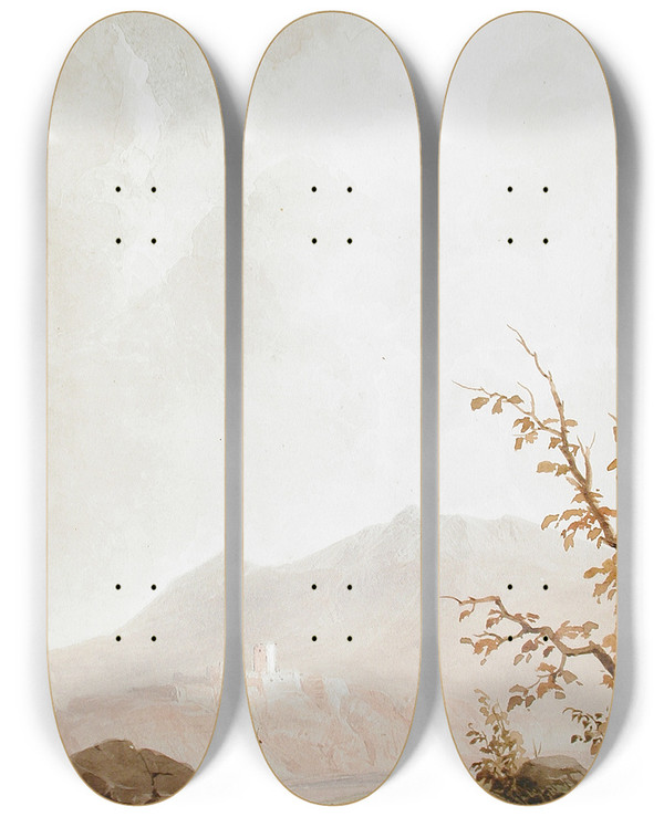 Triptych art skateboard deck of Robert Walter Weir Italian Landscape by Robert Walter Weir (1803-1889)
