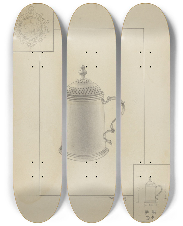 Triptych art skateboard deck of Michael Fenga Silver Dredger by Michael Fenga (20-)